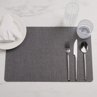 لا ميسا مفارش سفرة قماش مستطيلة 4 قطع 45*30سم، لون فحمي