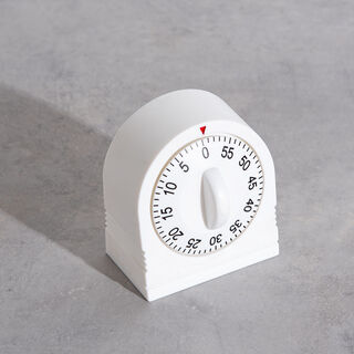 Alberto Plastic Mechanical Kitchen Timer Square Shape White Color