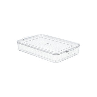 Alberto transparent acrylic fridge container with lid & inner basket 3L