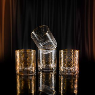 La Mesa 4 Pieces Glass Tumbler Dof, Gold Decal