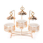 3 pieces Round Food Warmer Set With Candle Stand image number 1
