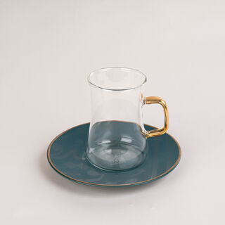 Arabic Tea and Coffee Set 18Pc Porcelain Mattglow Green