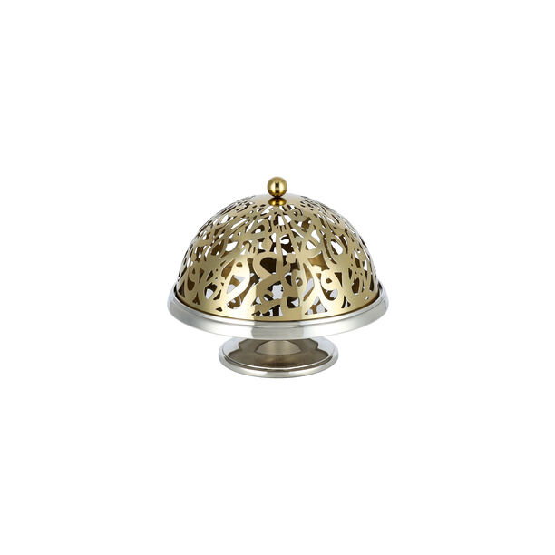 Caligraphy Dome Cake Stand With Base nickel Plated image number 1