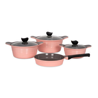 7Pcs Cast Aluminum Cookware Set with Glass Lid New Model
