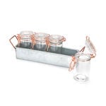 Alberto 4 Pieces Glass Mini Spice Jars With Copper Clip Lid And Metal Stand image number 1