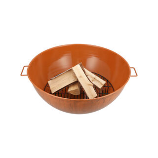 Wooden Texture Firepi Iron Bowl And Stainless Steel Lid