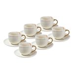 La Mesa Marble Tea Cup & Saucer Set 12 Pieces Gold image number 1