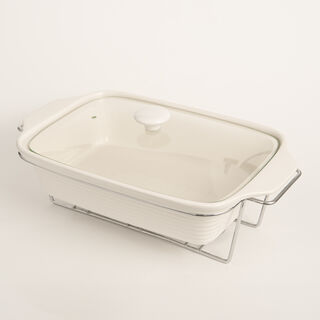 La Mesa 15"Rect. Casserole With Candle Stand Silver