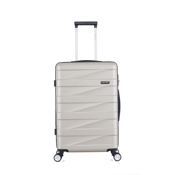 3 Piece Set Abs Trolley Case Horizontal Stripes Champagne image number 3