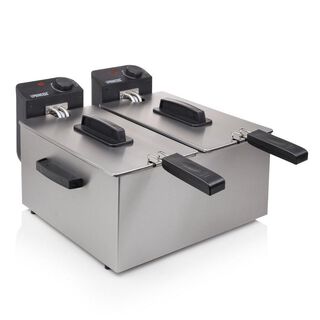 Princess Classic Double Fryer 2 X 3L, Stainless Steel Housing.