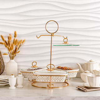3 Pcs Rectangle Food Warmer With Stand