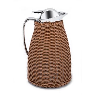 Dallaty Stainless Steel Vacuum Flask Rattan With Design Of Bamboo Light Brown 1L