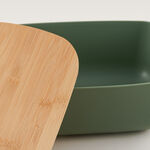 Alberto plastic bread box with bamboo lid, green 36.5*25.5*13.3 cm image number 3