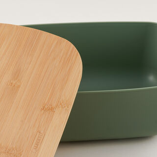 Alberto plastic bread box with bamboo lid, green 36.5*25.5*13.3 cm