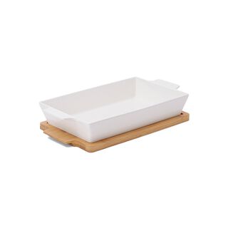 La Mesa Oven/Serving Rectangle Plate With Bamboo