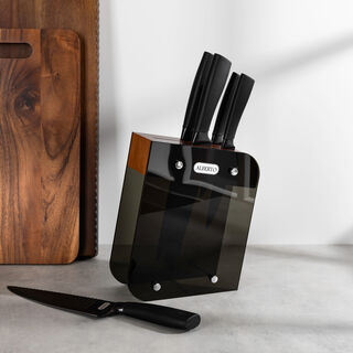 Alberto Acrylic Knife Block With Wood Stainless Steel Knives Set