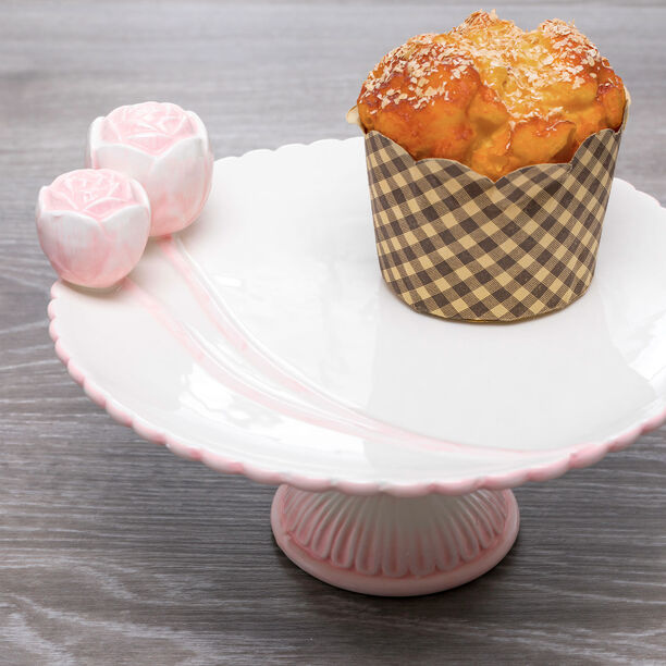 Dolomite Cake Stand With Flower Pink image number 2