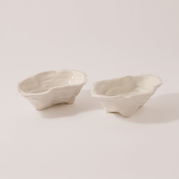 Homez Ceramic Decor Plate Flower Design, White 23.9*16.2*6.5Cm image number 0