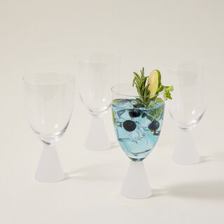 Stem Glass Set Clear Plain 4 Pcs Stem Glass