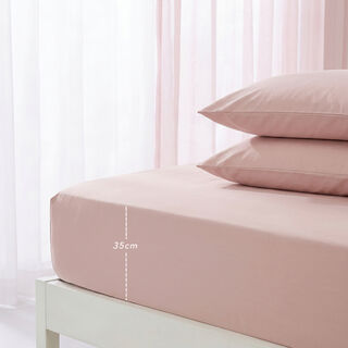 Boutique Blanche Fitted Sheet 100% Cotton 300Tc Sateen Queen, Blush 160*200 Cm