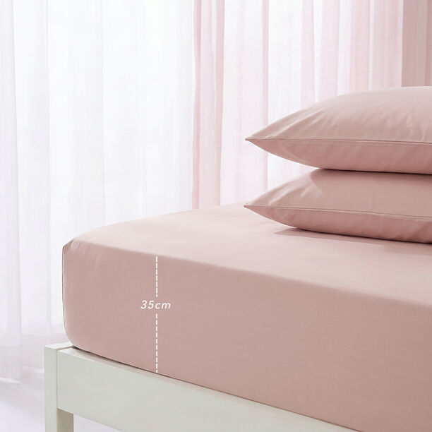Boutique Blanche Fitted Sheet 100% Cotton 300Tc Sateen Queen, Blush 160*200 Cm image number 2