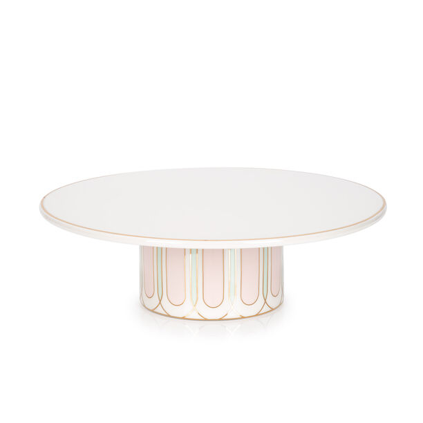 La Mesa white porcelain cake stand with pink base image number 1