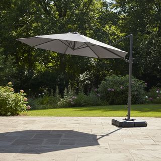 Homez aluminum hanging umbrella with base, grey