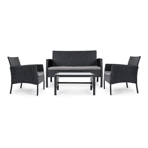 Patio Set Of 4 Natural Rattan Black image number 1