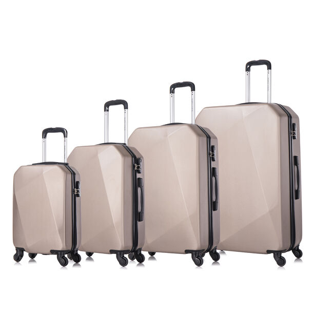 4 Piece Abs Trolley Case Set Diamond Champagne 18/22/26/30" image number 1