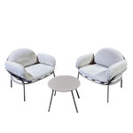 Homez steel balcony sofa set of 3pcs, grey image number 1