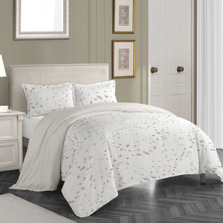 Cottage off white leaf print comforter set queen size with 3 pieces