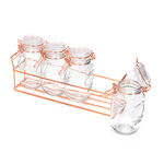 Alberto 4 Pieces Glass Spice Jars With Clip Lid And Metal Stand image number 2