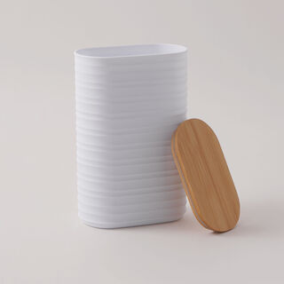 Alberto plastic plastic container with bamboo lid, white 13.8*8*21