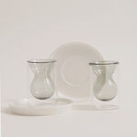 Dallaty 12 pcs double wall glass tea set with porcelain saucers, grey image number 1