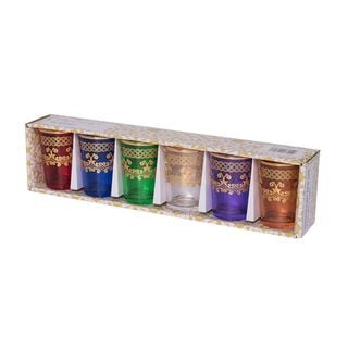 Moroccan Colored Tea Glass Transparent, Blue, Green, Amber, Red, Pink Real Gold Vol:6Oz