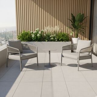 Homze Aluminium Lounge Chair And Side Table Mata, Beige 77*77.8*71 Cm