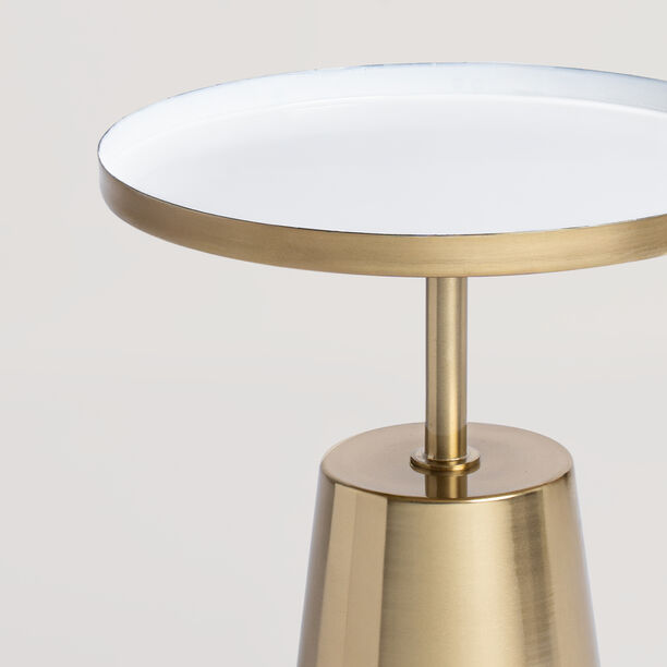 Homez steel side table, gold and white 40*40*50cm image number 2