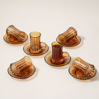 Dallaty 12pcs glass tea set brown