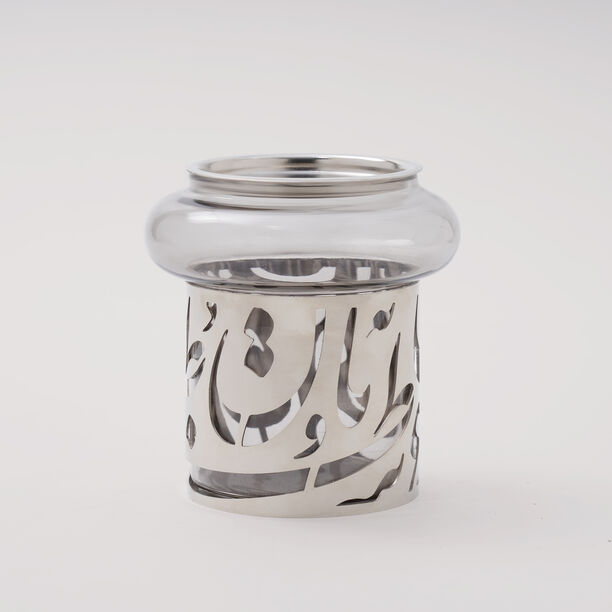 Marjan Collection Homez Candle Holder Glass, silver, 12*12*12.5 cm image number 0