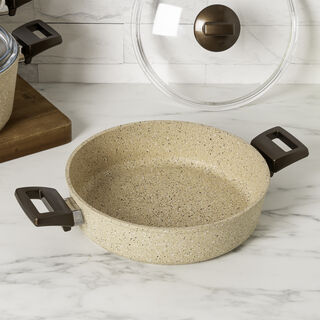 Alberto 7pcs 4mm granite cookware set brownstone color handle