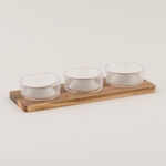 Dallaty 3Pcs Glass Nuts Bowl Set With Wood Base, Clear, 36*12 Cm image number 1