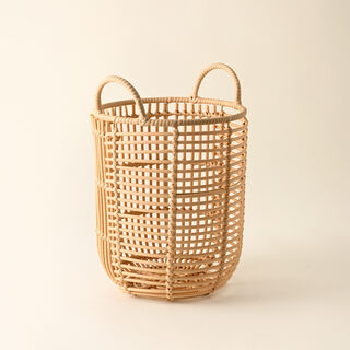 Homez rattan round basket S, beige 25*25*37cm