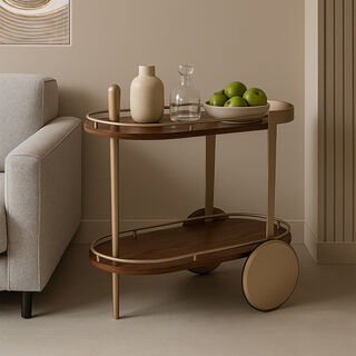 هومز عربة تقديم كازا من الخشب المضغوط، ذهبي 78*40*75 سم