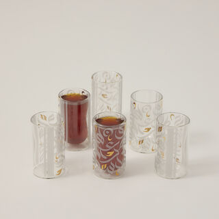 Dallaty gold and grey glass tea cups set 6 pcs
