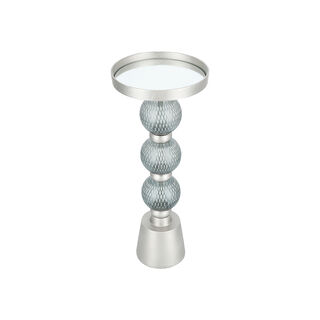 Drink Table Silver Mirror Top Grey Grass Base 46 *43 cm