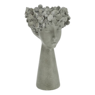 Grey resin decorative flower pot 23*23*40.8 cm