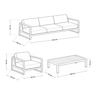 Homez 4 Piece White Frame Patio Sofa Set With Coffee Table
