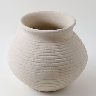 Homez Clay Stone Vase 29*29*25Cm, Offwhite