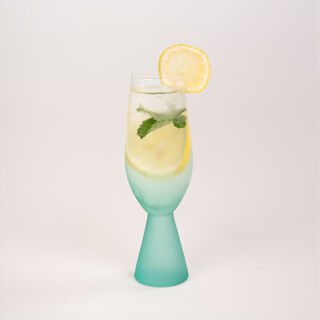 Stem Glass Set Blue Base Plain 4 Pcs Stem Glass