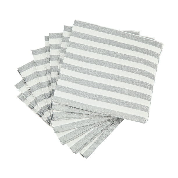 Stripes Serving Napkins Paper Square Silver image number 1